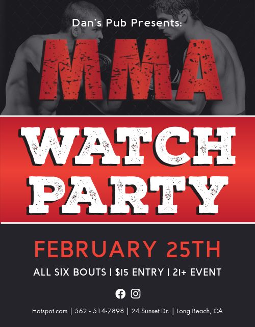 Fight Watch Party Flyer