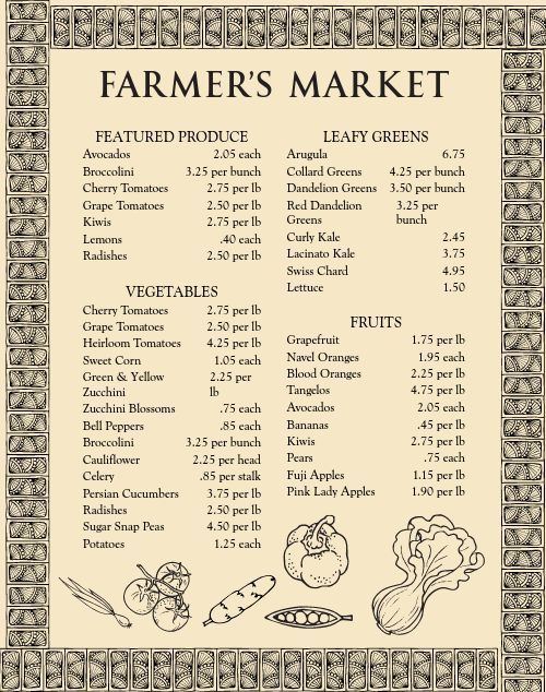 Farmers Market Vegetable Poster