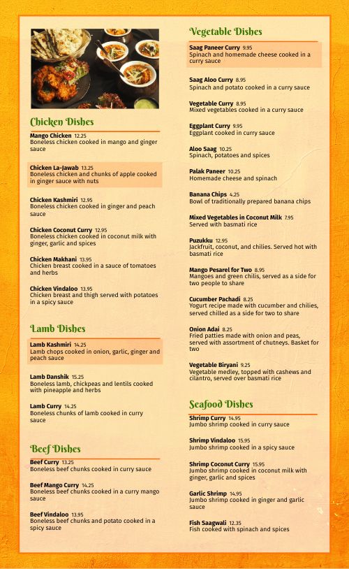 Example Indian Menu page 2 preview