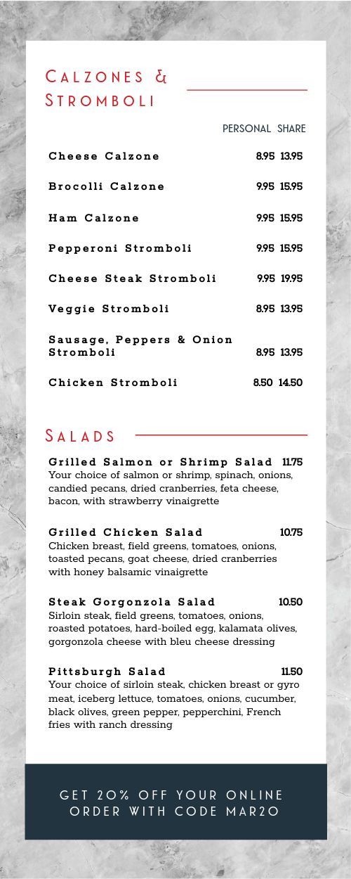Special Delivery Takeout Menu page 2 preview