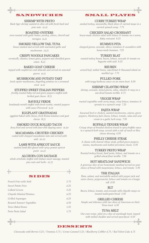 Cafe Fleur De Lis Menu Design Template by MustHaveMenus