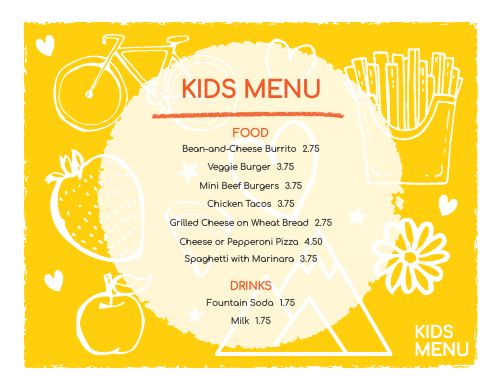 Kids Dining Menu Template by MustHaveMenus