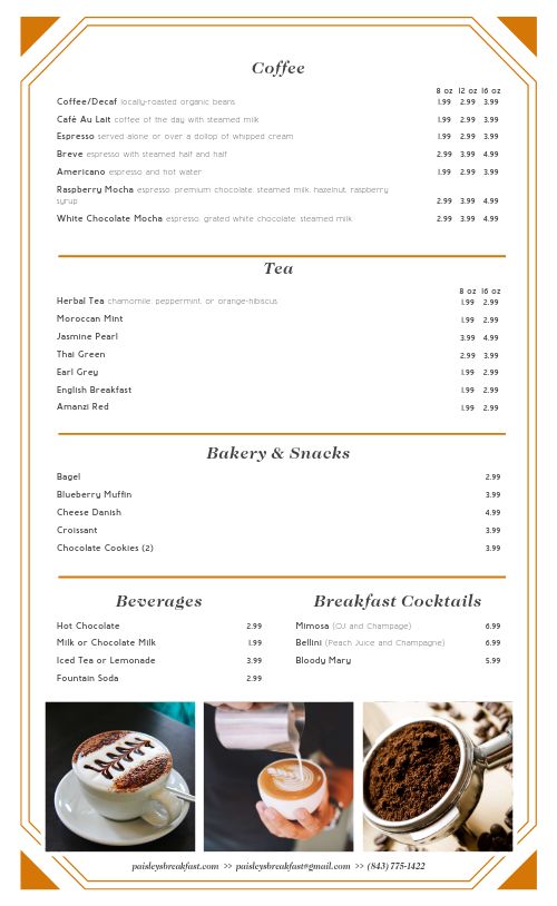 Breakfast Cafe Menu Example page 2 preview