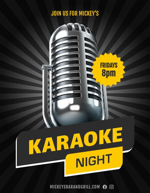 Black Karaoke Night Flyer page 1 preview