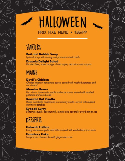 Scary Halloween Menu page 1 preview