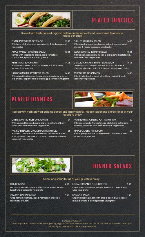 Charcoal Catering Menu page 2 preview