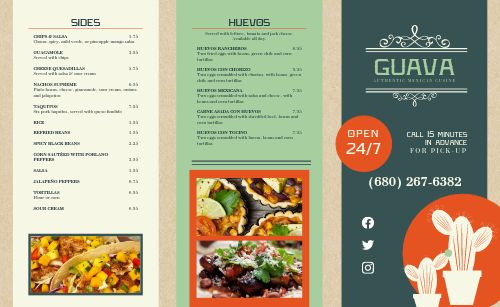 Cactus Authentic Mexican Takeout Menu