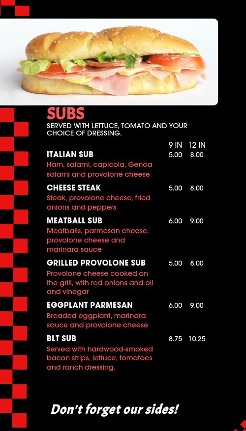 Red Checkers Pizza Tall Digital Menu Board