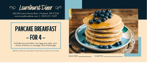 Pancake Breakfast Gift Certificate page 1 preview