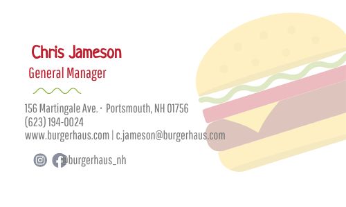 Easy Design Burger Business Card