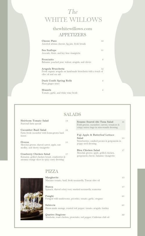 Elegant White Fine Dining Menu page 1 preview
