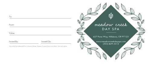 Day Spa Gift Certificate