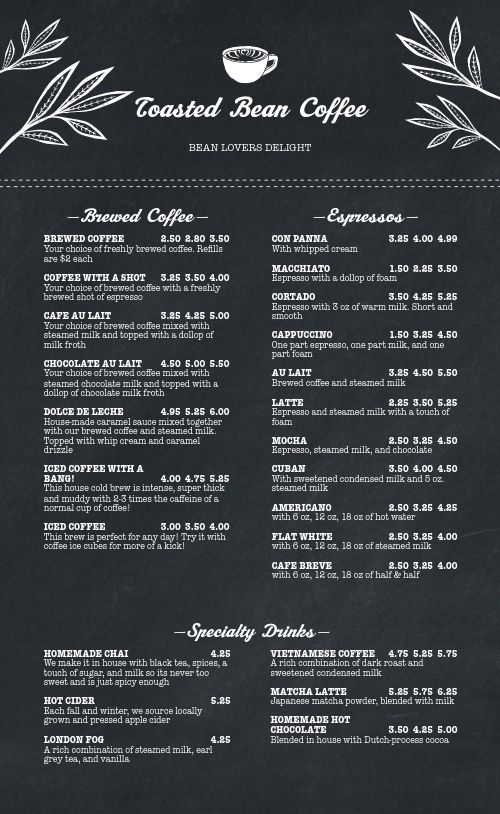 Streamlined Coffee Menu Design Template by MustHaveMenus