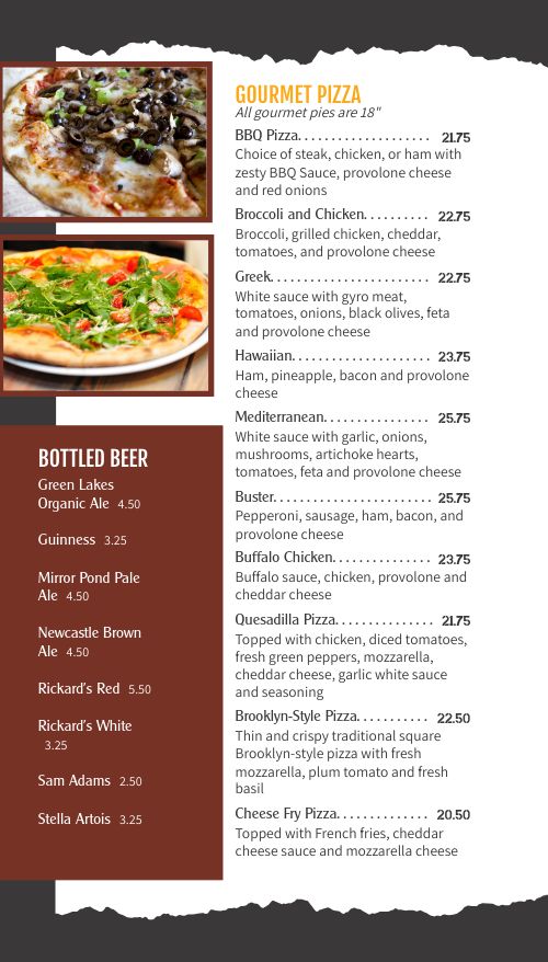 Customizable Pizzeria Tall Digital Menu Board page 2 preview