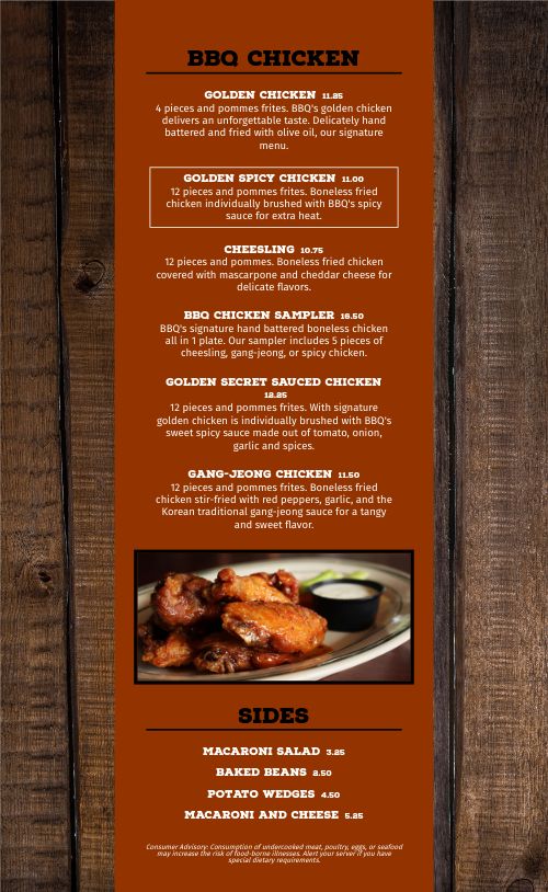 Old Fashioned BBQ Menu page 2 preview