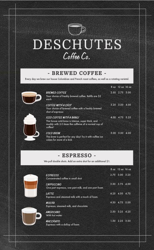 Simplistic Coffeehouse Menu