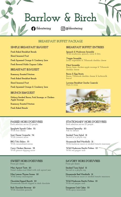 Brunch Catering Menu page 1 preview