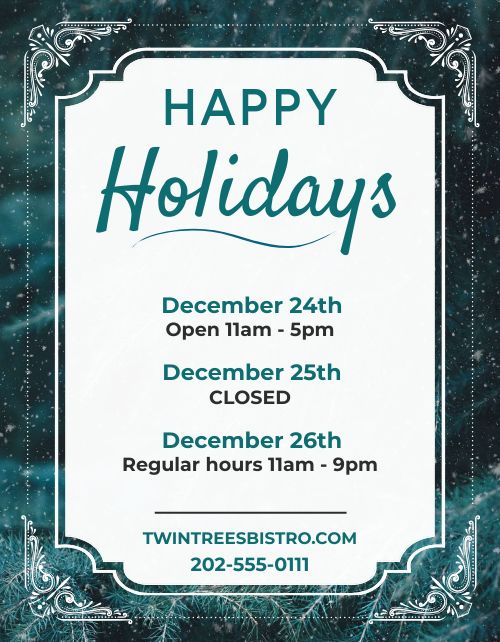 Holiday Store Hours Sign Holiday Hours Sign Template By Musthavemenus 