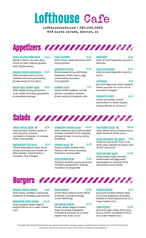 Chic Hipster Cafe Menu page 1 preview