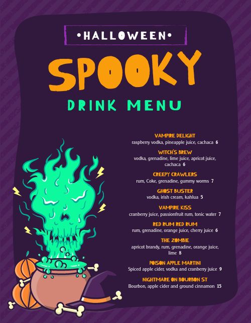 Spooky Halloween Drink Menu page 1 preview