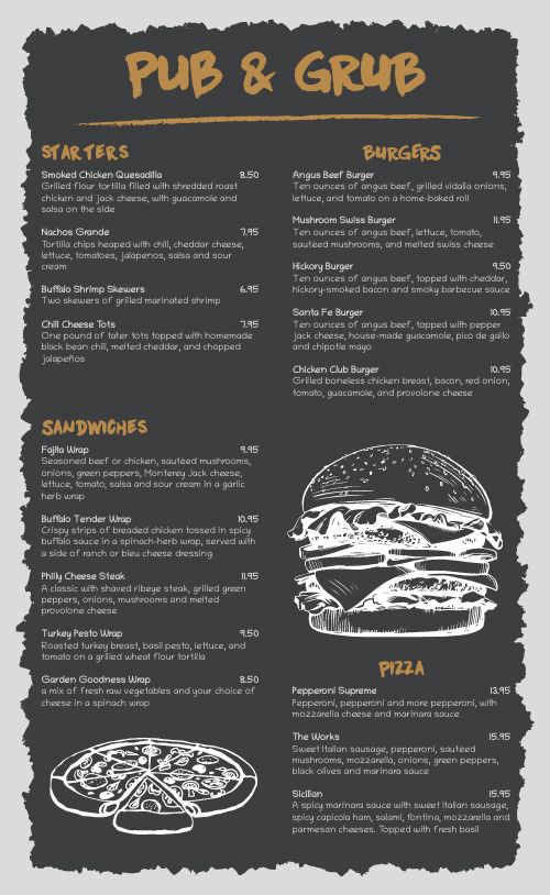 Pub Burger Menu Design Template By Musthavemenus