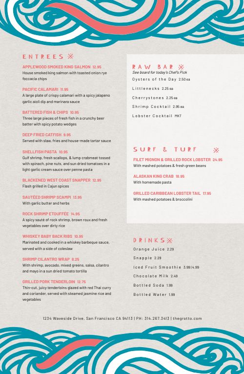 Abstract Seafood Tabloid Menu page 2 preview