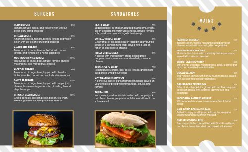 Upscale Sports Bar Takeout Menu Template by MustHaveMenus