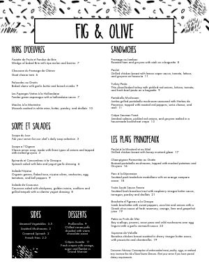 Black and White French Cafe Menu
