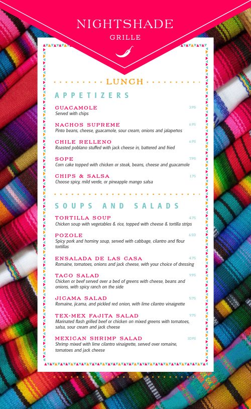 Mexican Grille Menu