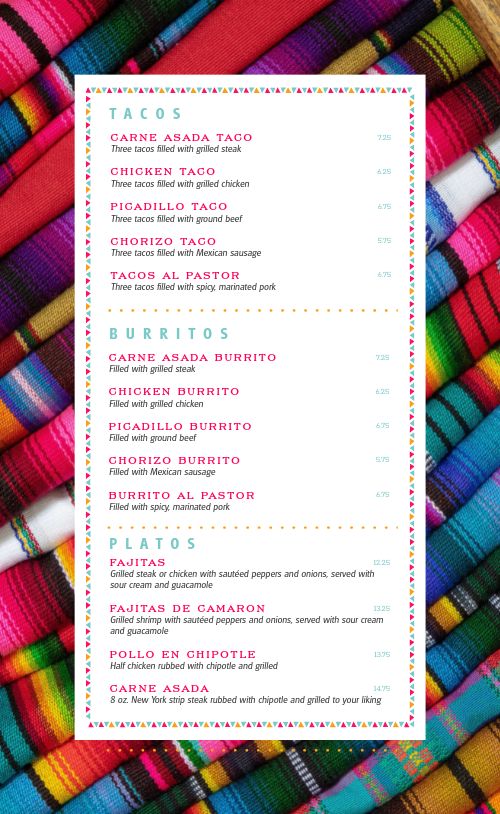 Mexican Grille Menu