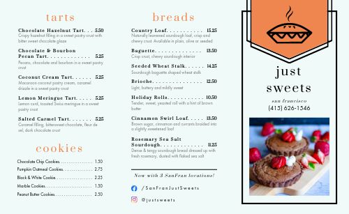 Orange Sweets Takeout Menu Template By Musthavemenus