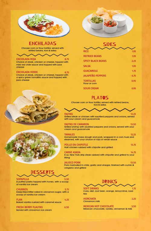 Nopales Mexican Tabloid Menu Design Template by MustHaveMenus