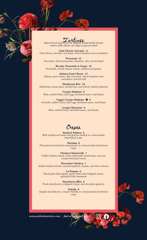 Dine In French Menu