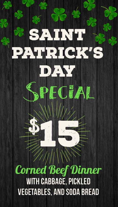 Vertical St Patricks Specials Digital Screen