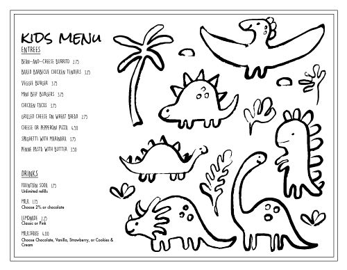 Childrens Menu page 1 preview