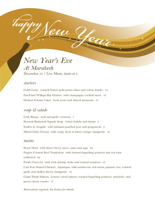 Menu For New Years Eve page 1 preview