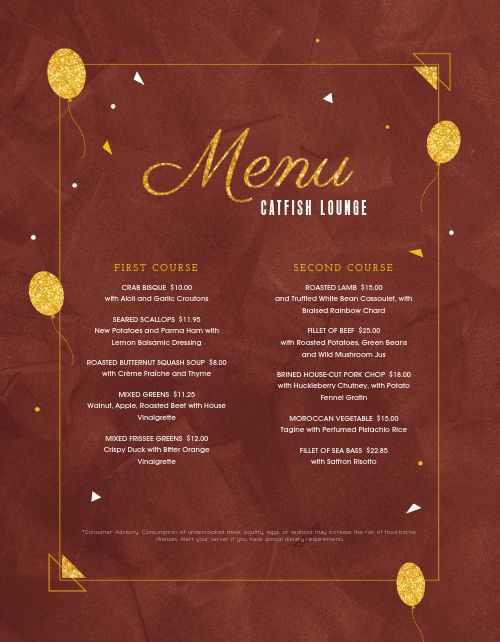 New Years Balloon Menu page 1 preview