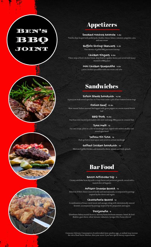 Vibrant Photocentric BBQ Menu page 1 preview