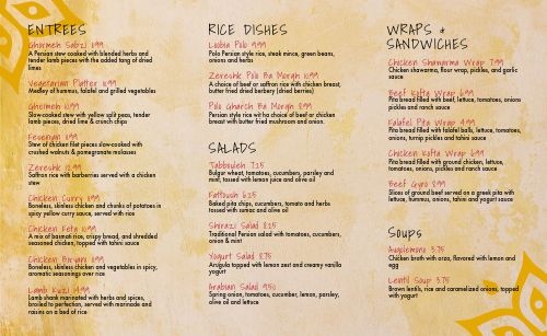 Middle Eastern Takeout Menu Inspiration