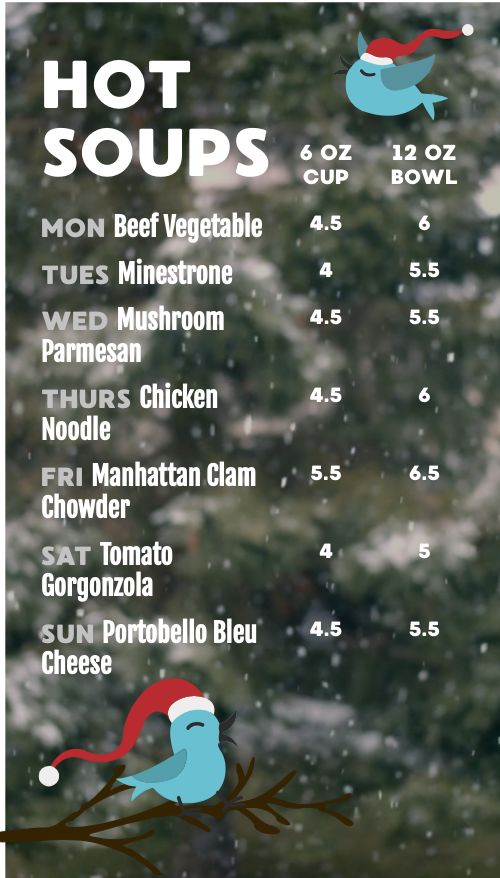 Vertical Video Snowy Soup Schedule Digital Screen