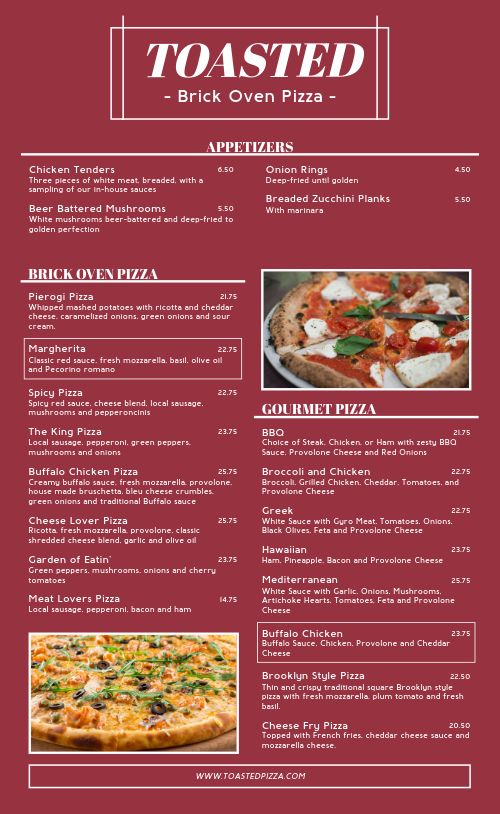 Brick Oven Pizza Menu Design Template by MustHaveMenus