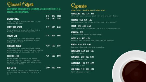 Emerald Coffee Digital Menu Board page 1 preview
