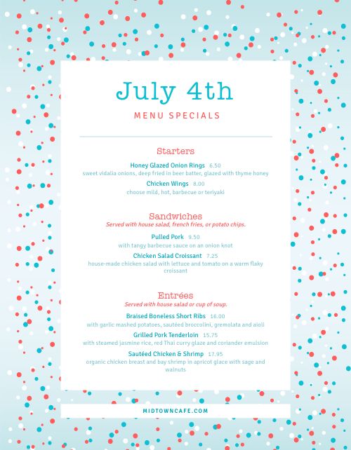 Speckled 4th of July Menu