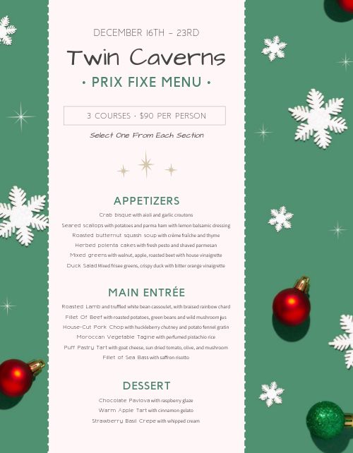 Christmas Fixed Menu page 1 preview