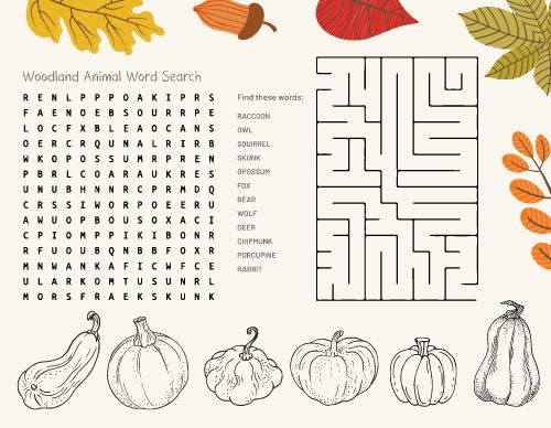 Autumn Puzzles Kids Menu