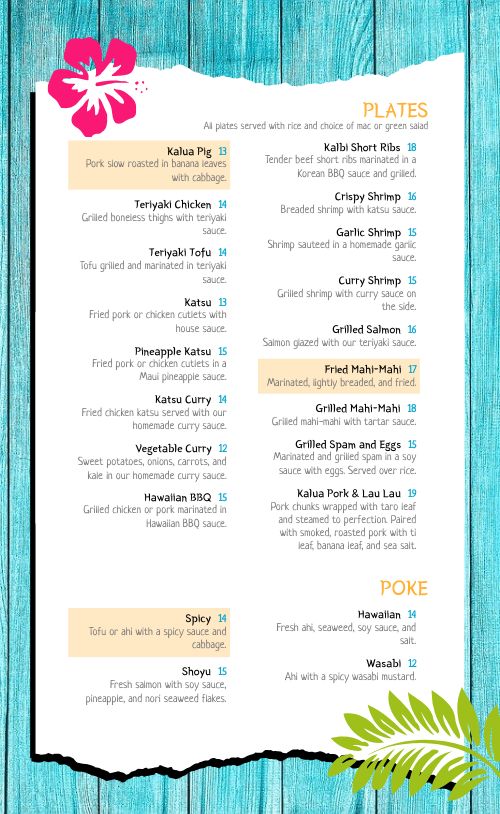 Tropical Drink Menu page 2 preview