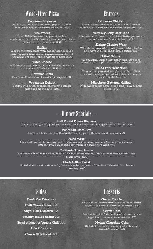 Classic Pub Menu Ideas