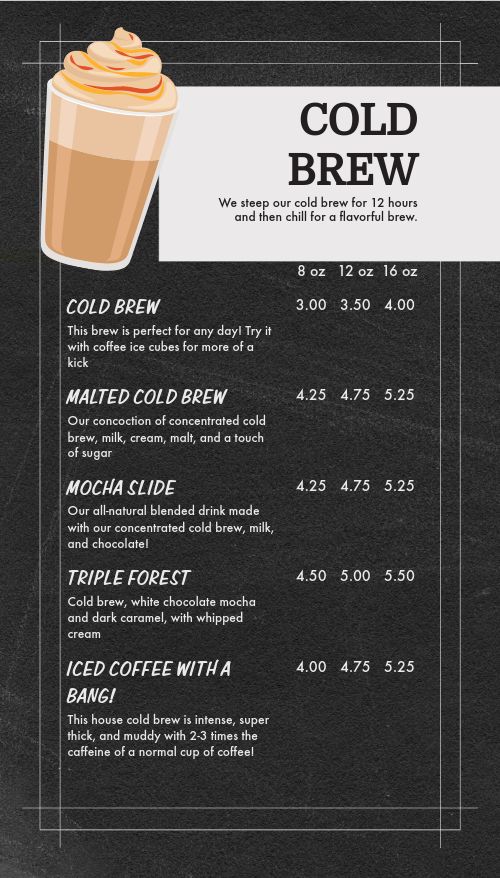 Simplistic Coffeehouse Tall Digital Menu Board page 1 preview
