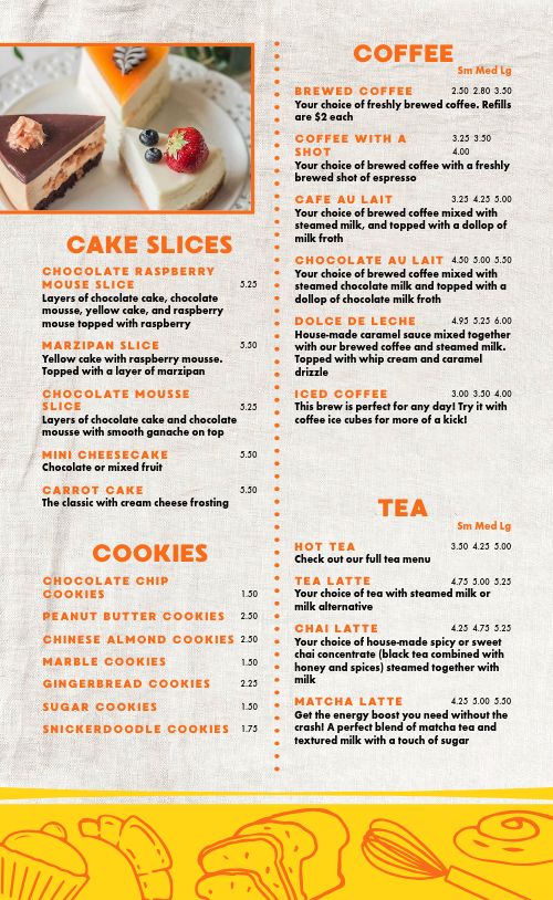 Textured Bakery Menu page 2 preview