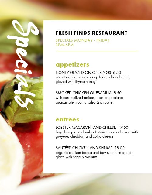 Fresh Specials Menu Design Template By Musthavemenus